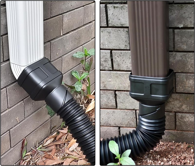 Prestantious 7ft Long Gutter Downspout Extensions, 3.1" OD Gutter Downspout Extender Pipe for 2"×3" Downspout and 3"×4"Downspout, Flexible Pipe Stretched Length 7ft, Black,2-Pack - Image 5